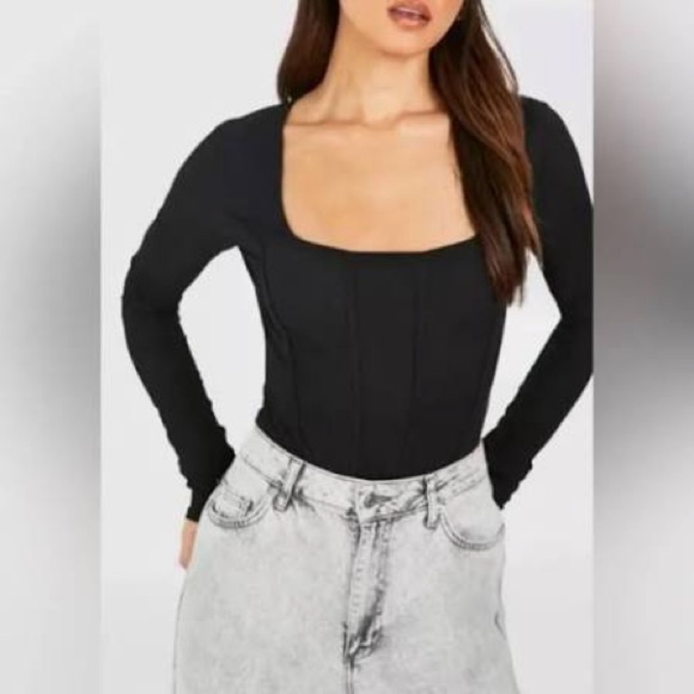 House of Harlow 1960 black corset style bodysuit